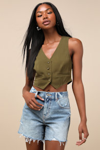 Crossroads Medium Wash Distressed Mid-Rise Cutoff Shorts