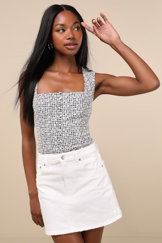 DAZE DENIM MALIBU WHITE DENIM MINI SKIRT