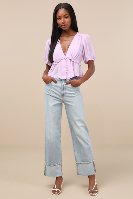 Eastside Light Wash High-Rise Cuffed Denim Jeans 1