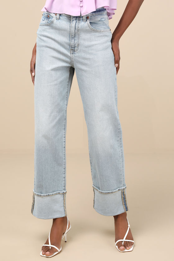 Shop Daze Denim Eastside Light Wash High-rise Cuffed Denim Jeans In Blue