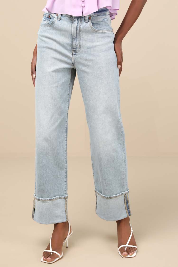 Eastside Light Wash High-Rise Cuffed Denim Jeans