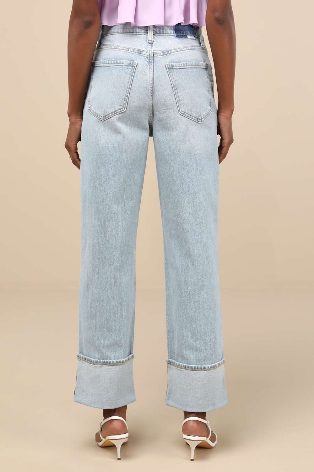 Eastside Light Wash High-Rise Cuffed Denim Jeans