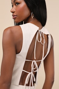 Aubin Light Beige Tie-Back Sleeveless Crop Top