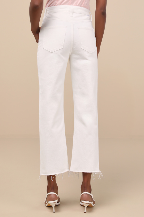 Daze Denim Sundaze White Raw Hem Cropped Denim Jeans In White