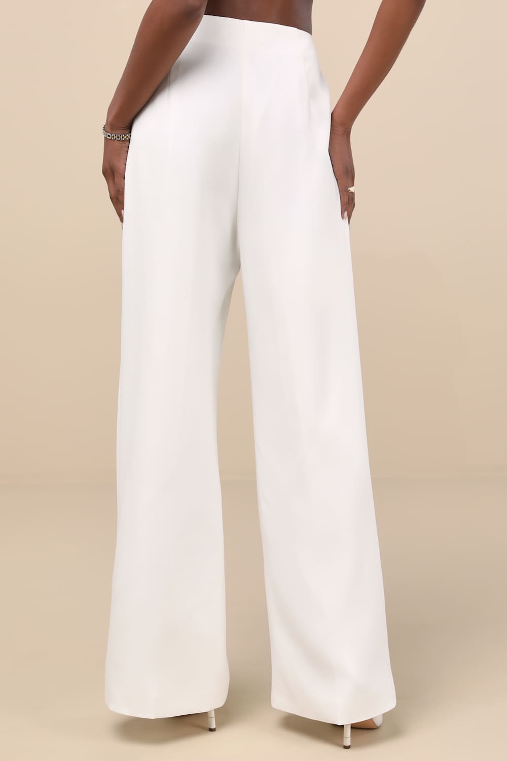Florence Ivory High-Rise Wide-Leg Trousers