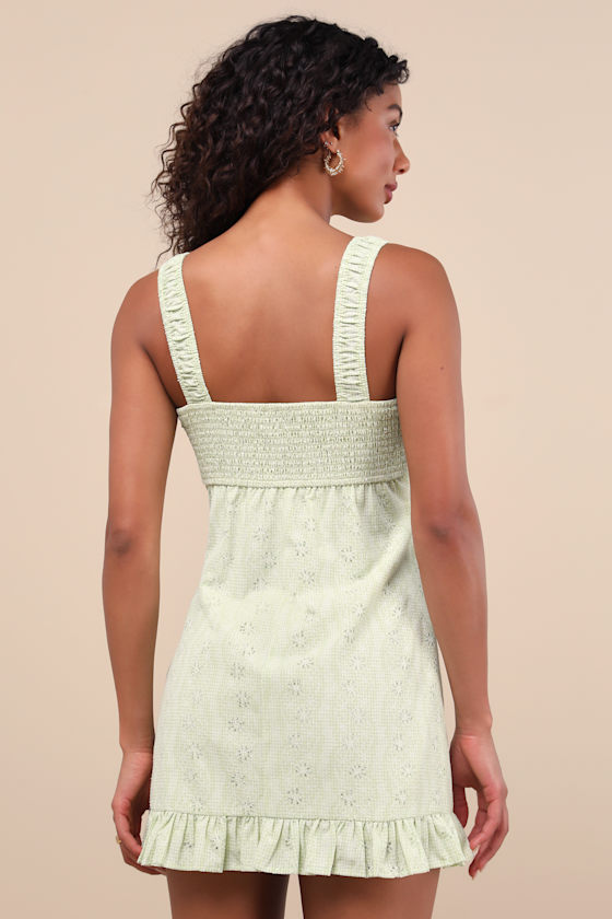 Lulus Naina Light Green Embroidered Sleeveless Mini Dress
