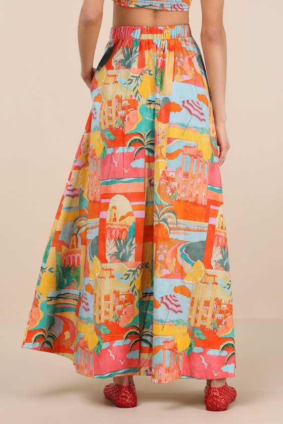 Show Me Your Mumu Pisa Multi Print High-rise Maxi Skirt In Yellow