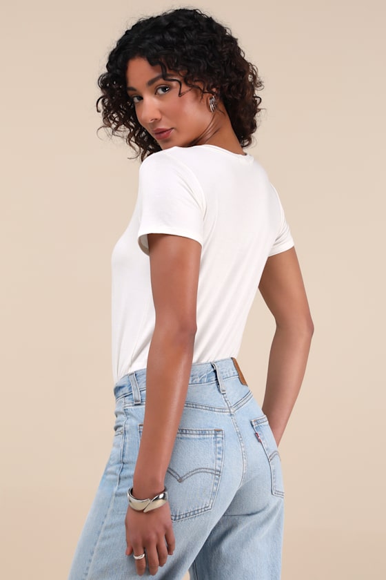 Skyra White T-Shirt Bodysuit - thumbnail 3