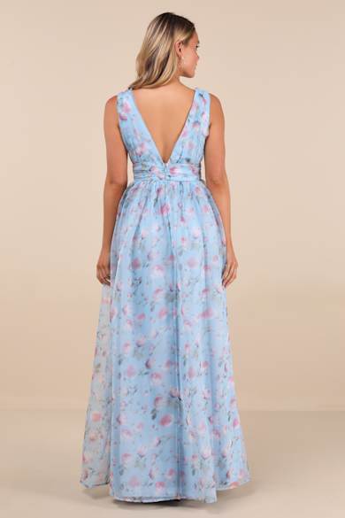 one shoulder orange bridesmaid dresses Light Blue Slit Bridesmaid Dress with Bow Tie Straps – FancyVestido main image 1