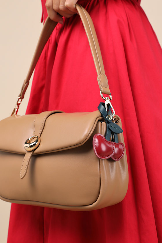 Sasson Red Cherry Vegan Leather Bag Charm 1