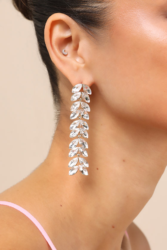 Luxe Glamour Gold and Rhinestone Drop Earrings 4