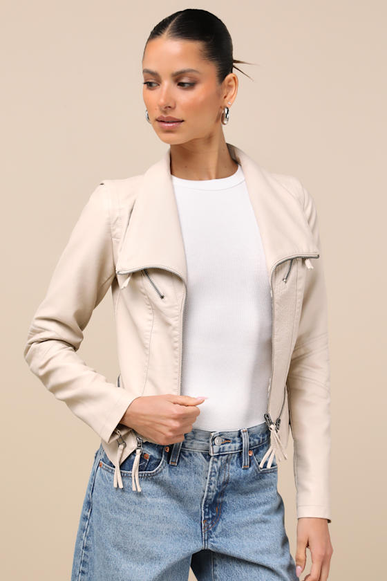 Vegan Leather Jacket - Taupe Jacket - Moto Jacket Vegan Leather Jacket - Taupe Jacket - Moto Jacket