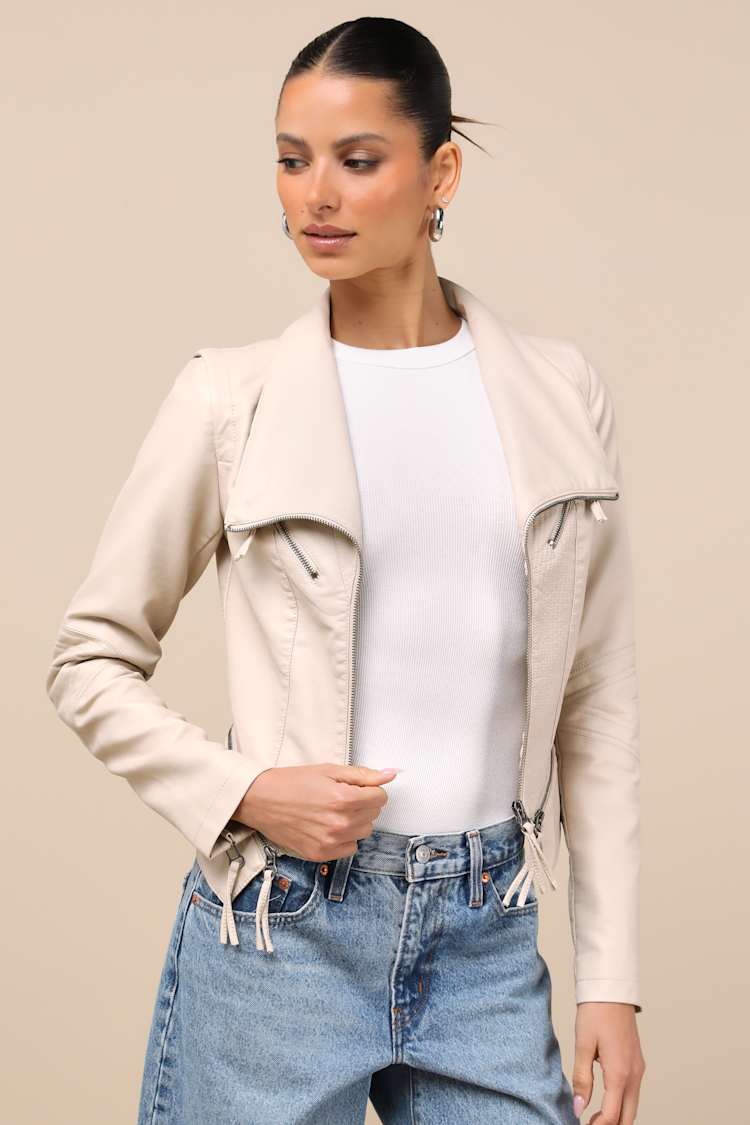 Vegan Leather Jacket - Taupe Jacket - Moto Jacket - Outerwear - Lulus