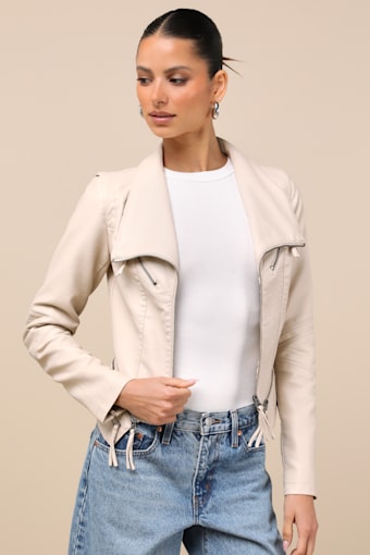 Up on a Tuesday Taupe Vegan Leather Jacket 5