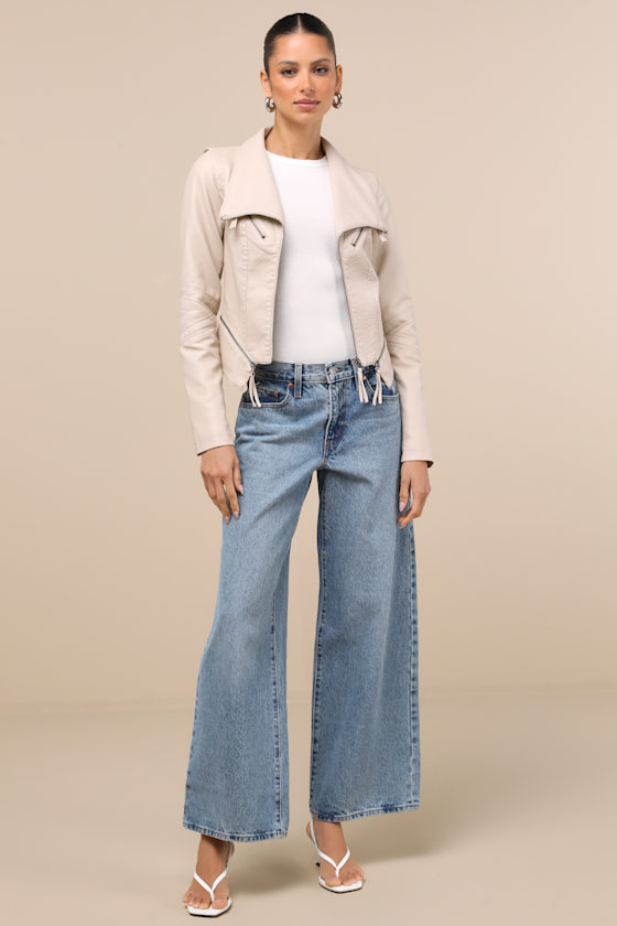 Up on a Tuesday Taupe Vegan Leather Jacket