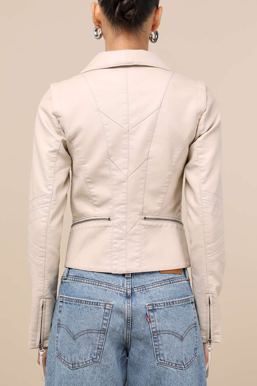 Up on a Tuesday Taupe Vegan Leather Jacket