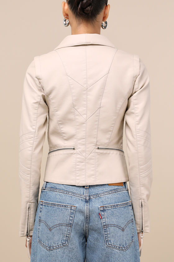 Up on a Tuesday Taupe Vegan Leather Jacket