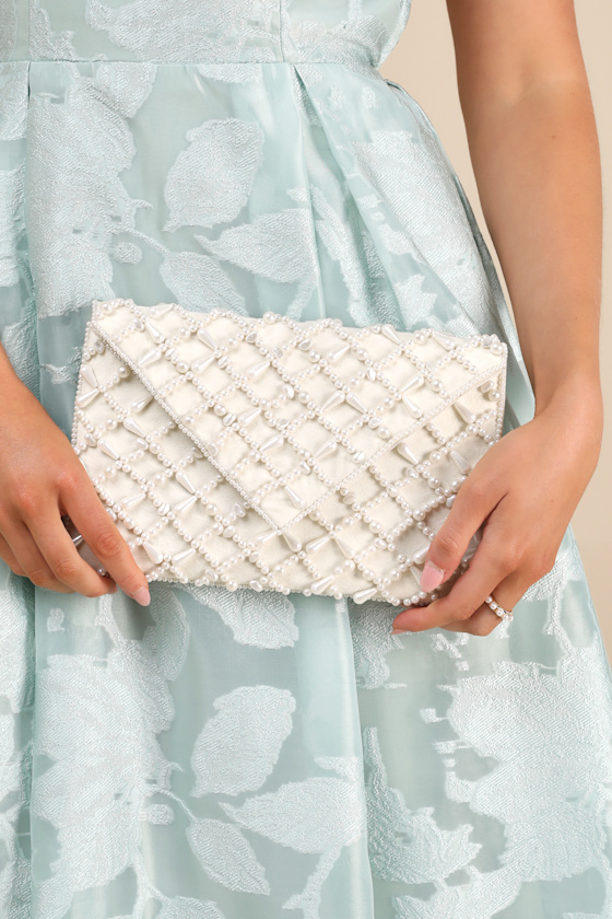 Shop Lulus Allura Ivory Pearl Beaded Clutch