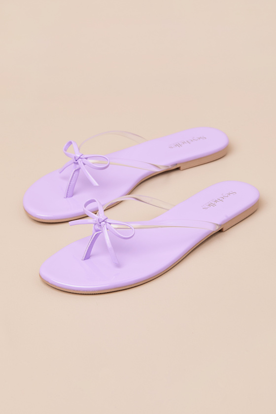 Wish List II Lavender Patent Bow Thong Sandals 2