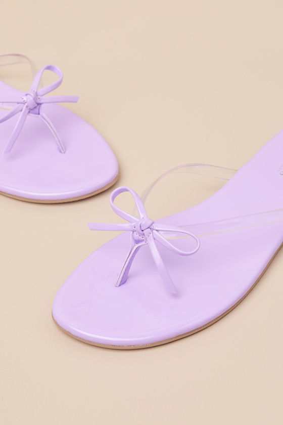 SEYCHELLES WISH LIST II LAVENDER PATENT BOW THONG SANDALS