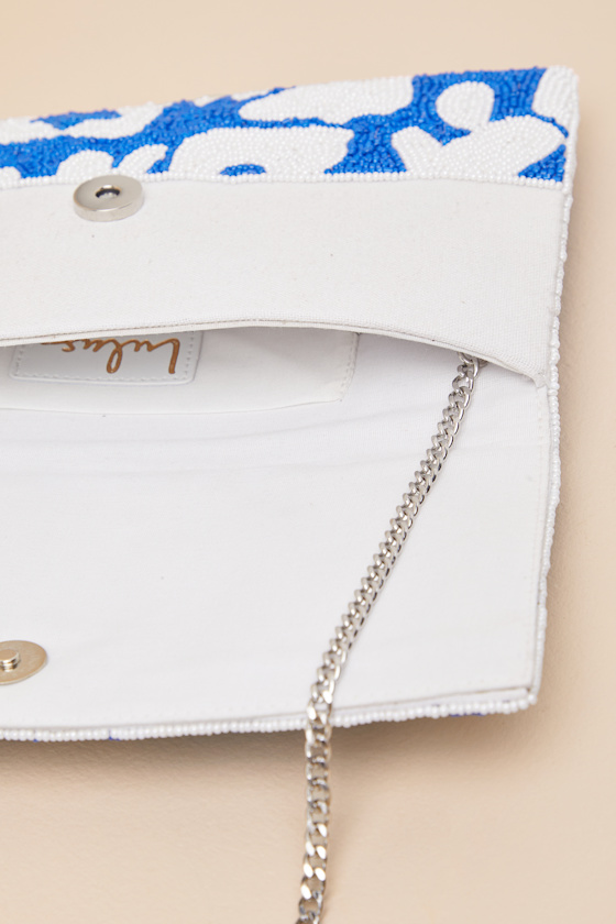 Shop Lulus Teofila Blue Abstract Beaded Clutch