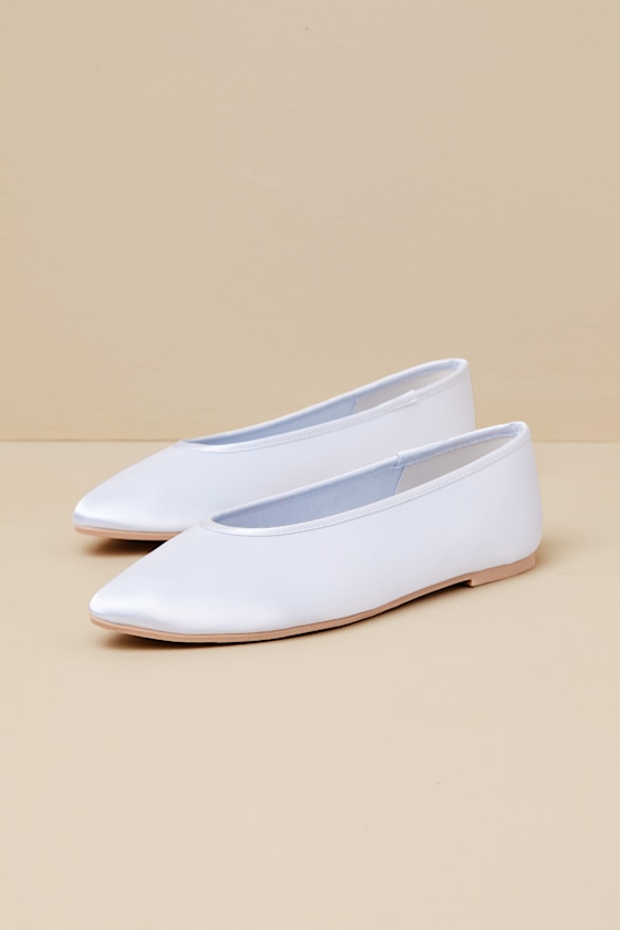 Georgette Baby Blue Satin Ballet Flats 1