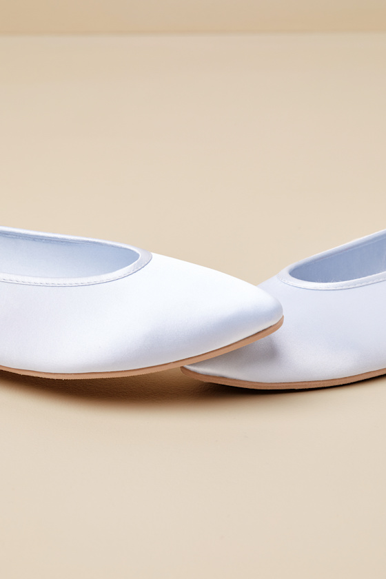 Bc Footwear Georgette Baby Blue Satin Ballet Flats In Blue