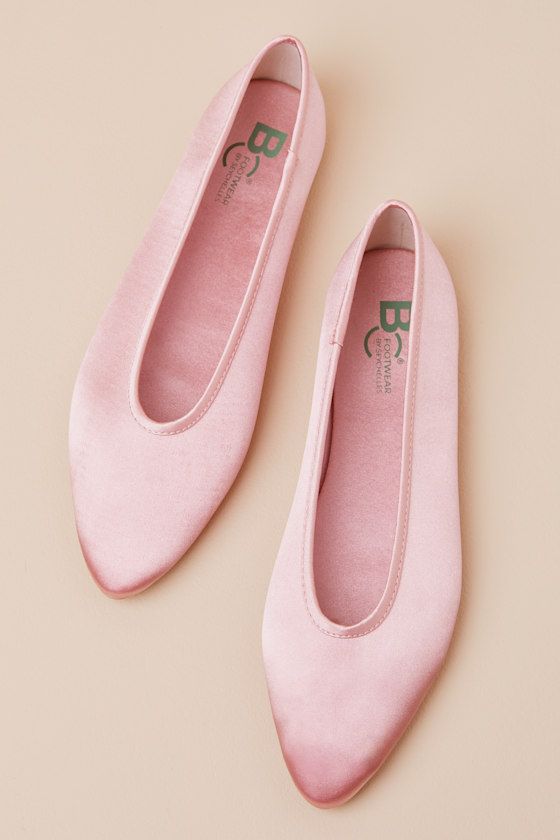 Bc Footwear Georgette Blush Satin Ballet Flats In Pink