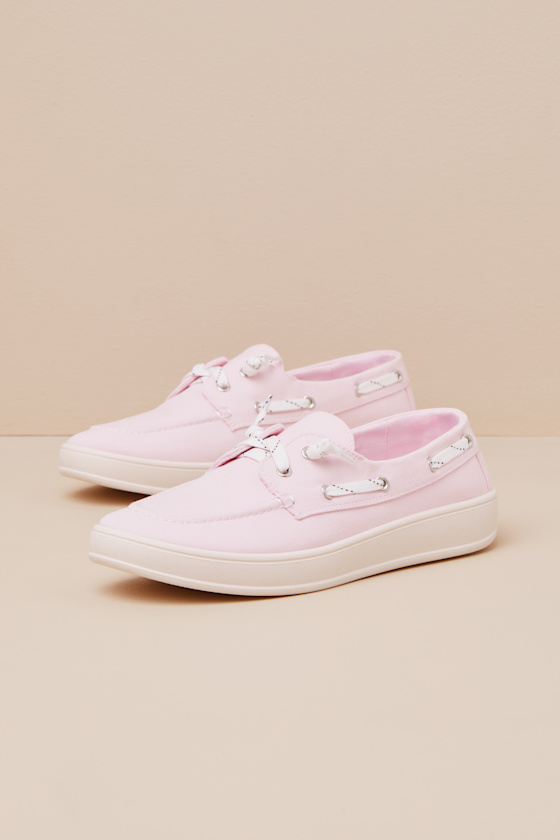 Madden Girl Galley Pink Canvas Boat Shoes In Pink