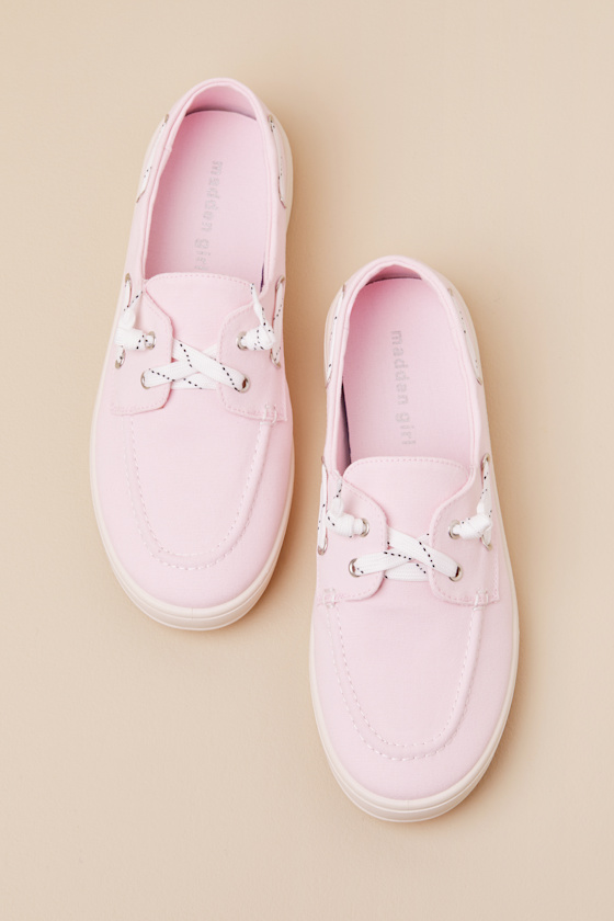 Madden Girl Galley Pink Canvas Boat Shoes In Pink
