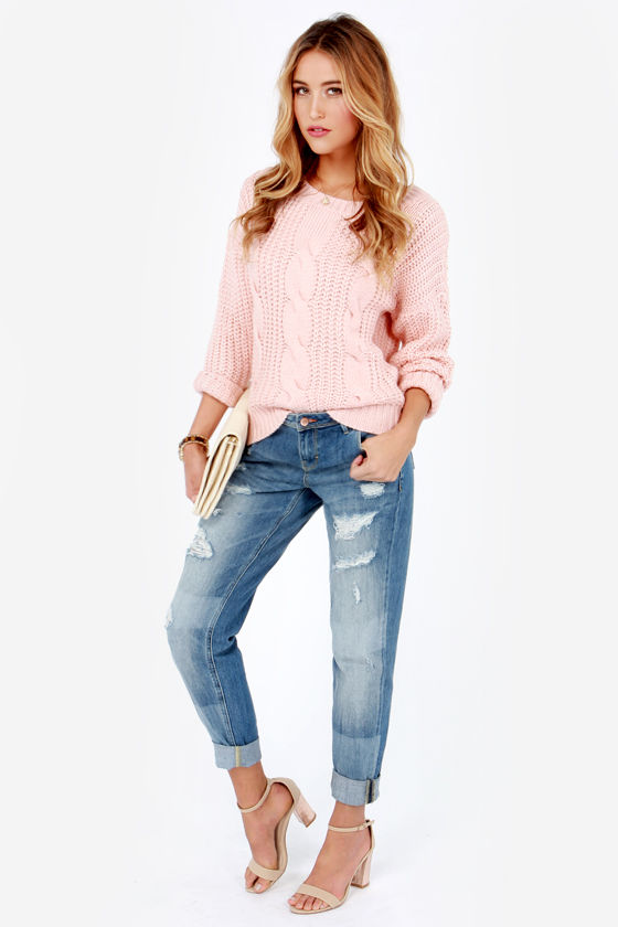 Dittos Charlie Ripped Wash Cropped Boyfriend Jeans