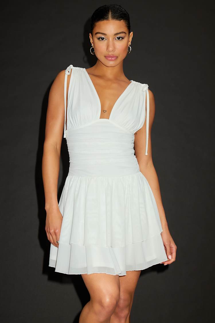 White Mesh Dress - Tiered Mini Dress - Ruched Drop Waist Dress - Lulus White Mesh Dress - Tiered Mini Dress - Ruched Drop Waist Dress - Lulus