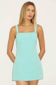 Chayan Aqua Blue Sleeveless Skort Romper 4