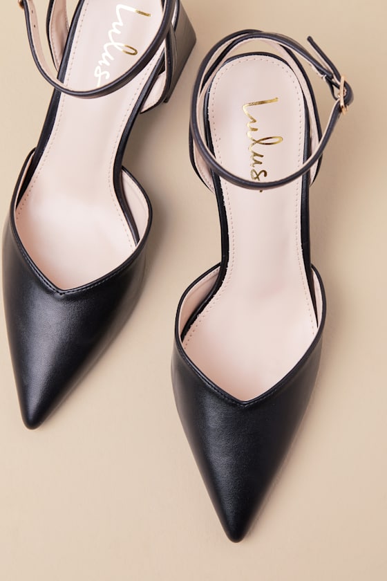 Lulus Alodie Black Pointed-toe Ankle Strap Pumps