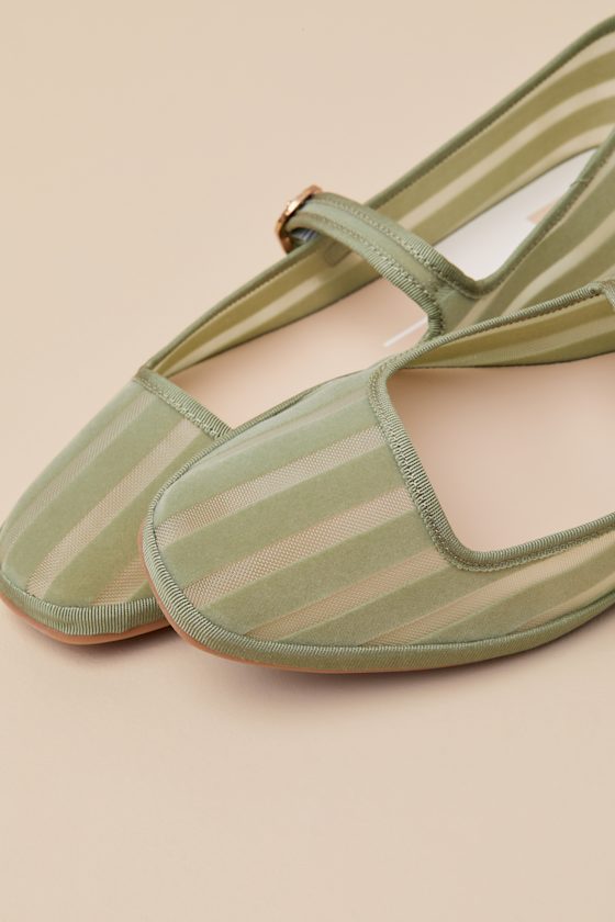 Dolce Vita Tameka Jade Mesh Striped Buckle Ballet Flats In Green