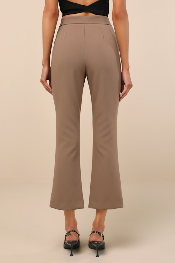 Lulus Nalini Light Brown Cropped Flare Trouser Pants In Light Brown