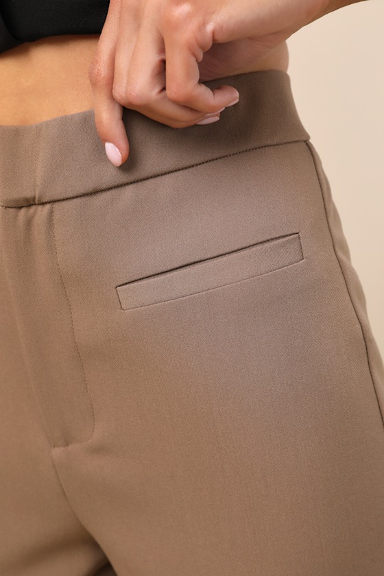 Lulus Nalini Light Brown Cropped Flare Trouser Pants In Light Brown