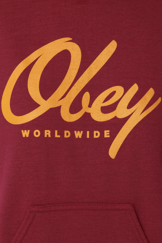 Obey Get Like Me - Burgundy Sweater - Short Sleeve Hoodie - $62.00
