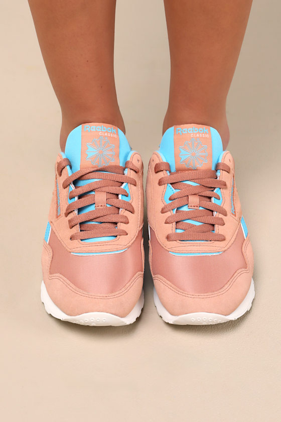 Classic Nylon Clay and Blue Suede Leather Sneakers 1