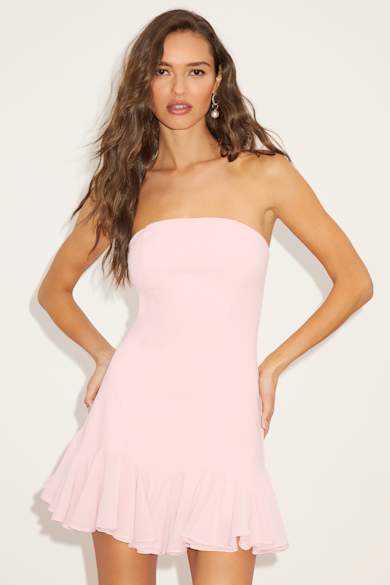 chinese dress ladies Strapless Cute Hoco Dress: PromGirl Exclusive 250158 Light Pink / 00 main image 1