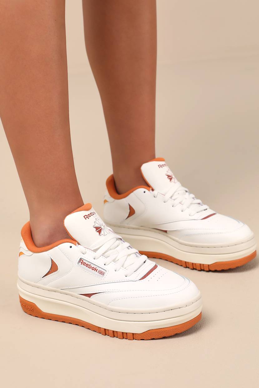 Club C Extra Chalk and Clay Leather Platform Sneakers