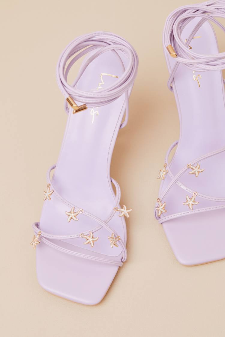 Marcelia Lavender Lace-Up High Heel Sandals