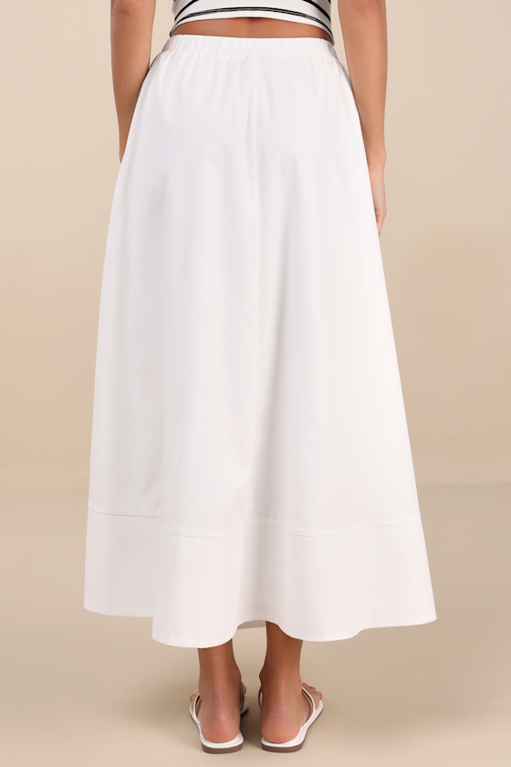 Lulus Varinia White Poplin A-line Maxi Skirt