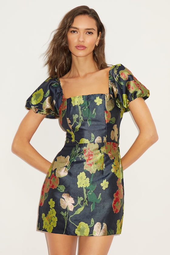 floral puff sleeve dress