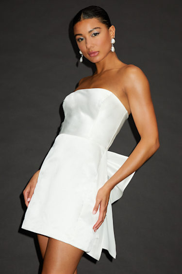 2025 Formal Wear Strapless Bubble Sleeve Homecoming Dress 2025