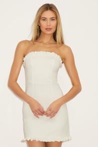 Little Lovely Ivory Strapless Mini Dress