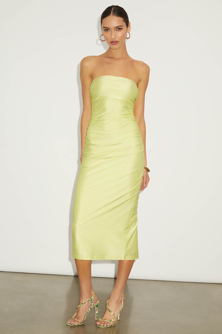 green emerald velvet dress Green Lagoon Twisted Bust Strapless Midi Dress E6117A2266 – Agua de Coco