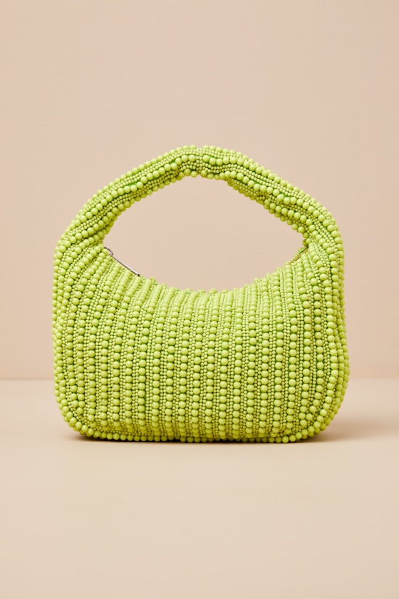 Lulus Kleio Lime Green Beaded Handbag
