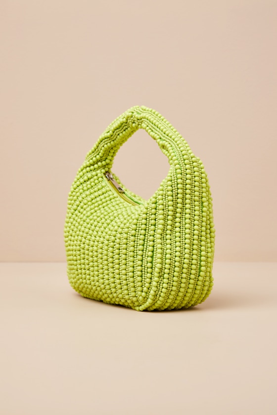 Lulus Kleio Lime Green Beaded Handbag