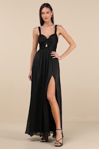 Leyton Black Crinkle Knotted Backless Maxi Dress 2
